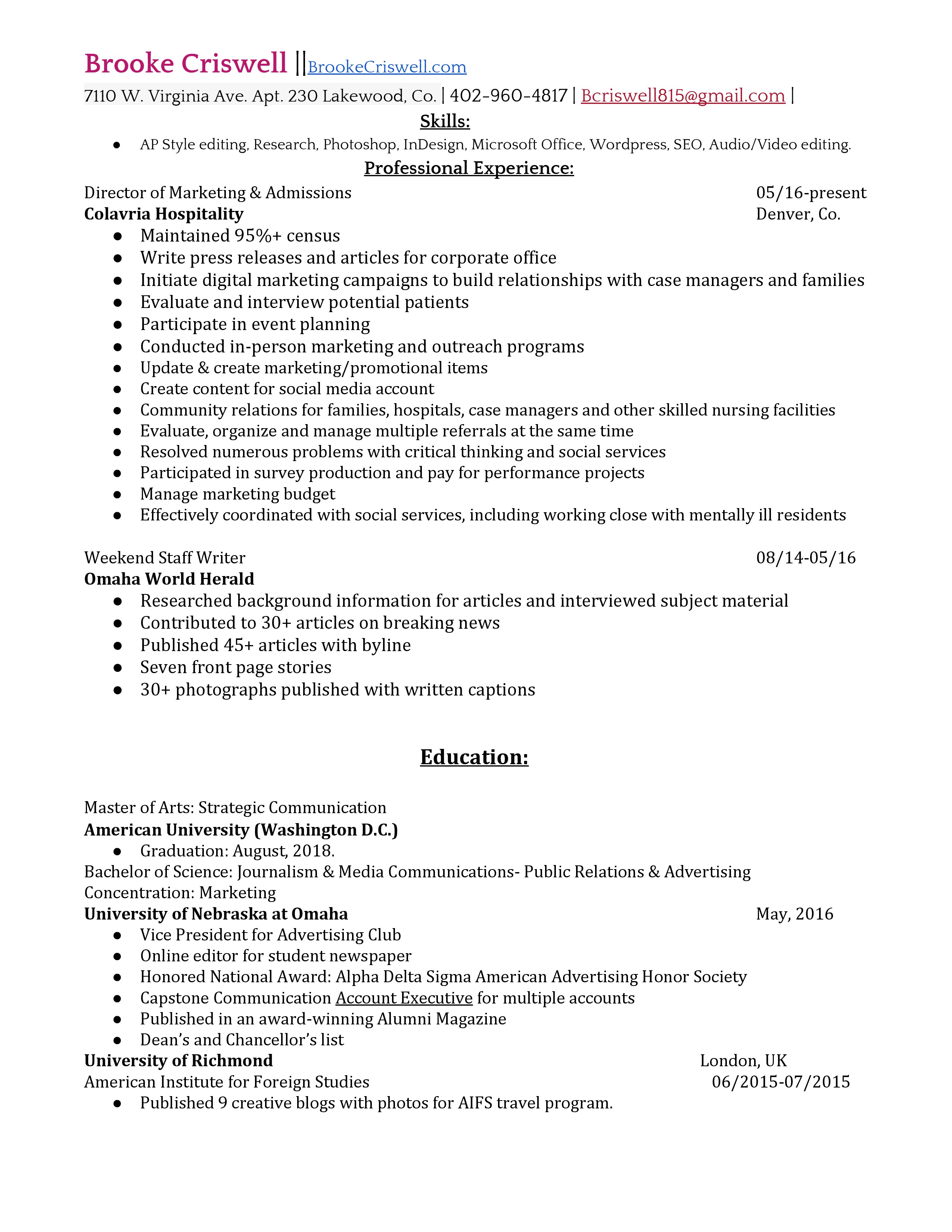 Resume with published articles